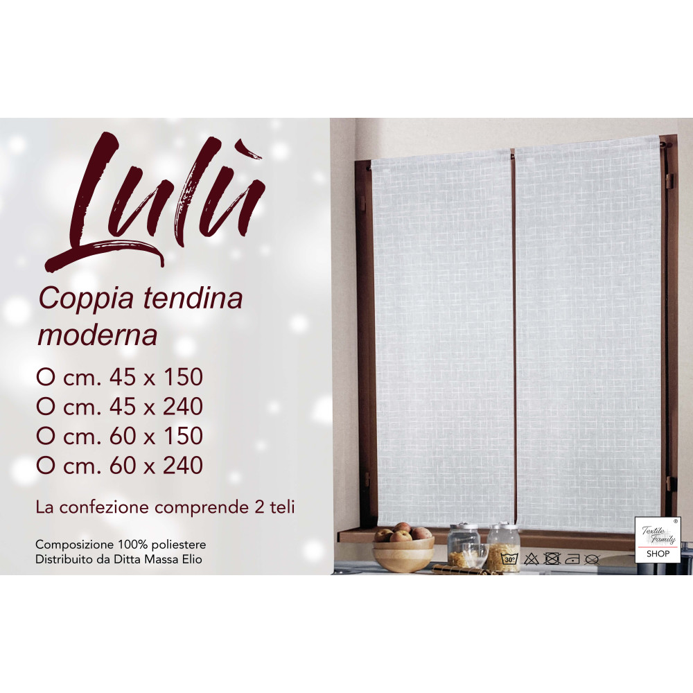 Coppia Tendina Moderna Lulù Grigio - Tessuto Ricamato Geometrico, Semitrasparente, Facile Montaggio, 2 Teli