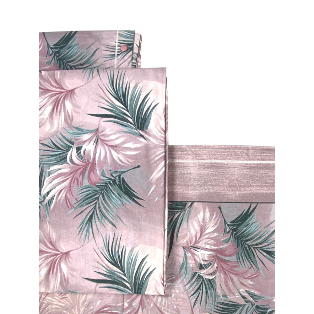 Rosa Blätter Bettwäsche Set - 100% natürliche Baumwolle - elegant und atmungsaktiv - Made in Italy, waschbar