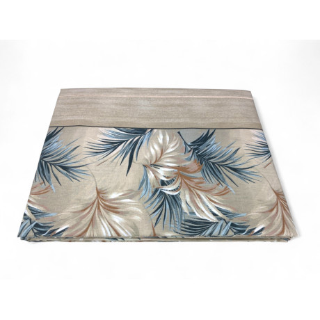 Sand Beige Leaf Sheets Set - 100% Cotton - Elegant Natural Print - Made in Italy, Breathable