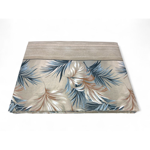 Sand Beige Leaf Sheets Set - 100% Cotton - Elegant Natural Print - Made in Italy, Breathable