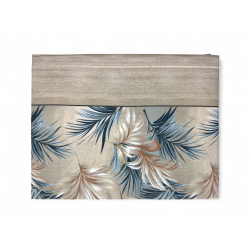 Completo Lenzuola Foglie Beige Sabbia - 100% Cotone - Stampa Naturale Elegante - Made in Italy, Traspirante