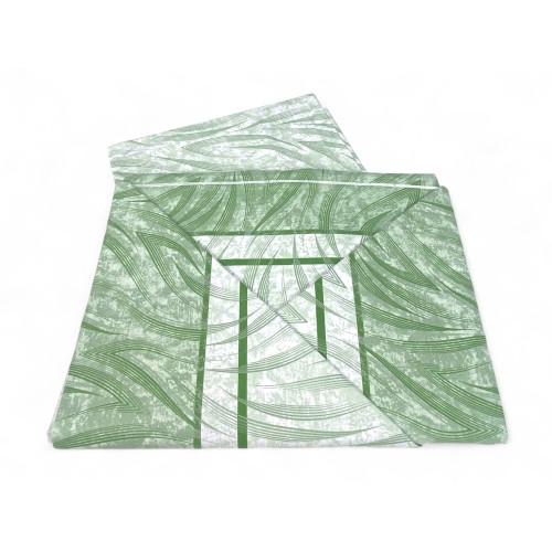 Juego de sábanas curvas verdes - Estampado moderno 100% algodón - Transpirable y lavable - Made in Italy