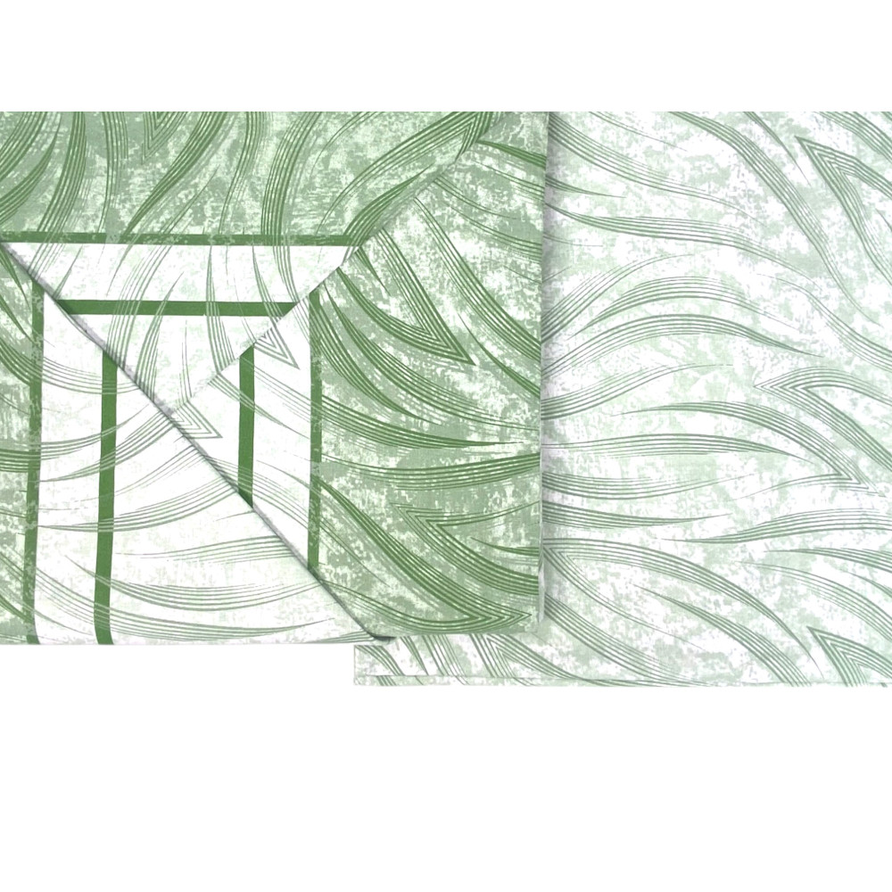 Green Curved Sheets Set - Modern Print 100% Cotton - Breathable and Washable - Made in Italy
