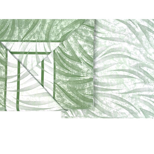 Green Curved Sheets Set - Modern Print 100% Cotton - Breathable and Washable - Made in Italy