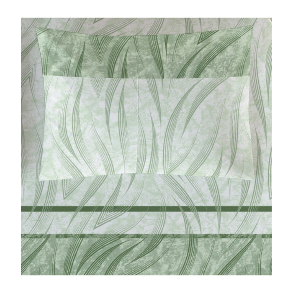 Completo Lenzuola Curve Verde - Stampa Moderna 100% Cotone - Traspirante e Lavabile - Made in Italy