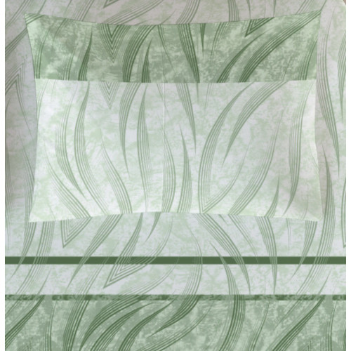 Ensemble de draps incurvés verts - Imprimé moderne 100 % coton - Respirant et lavable - Fabriqué en Italie