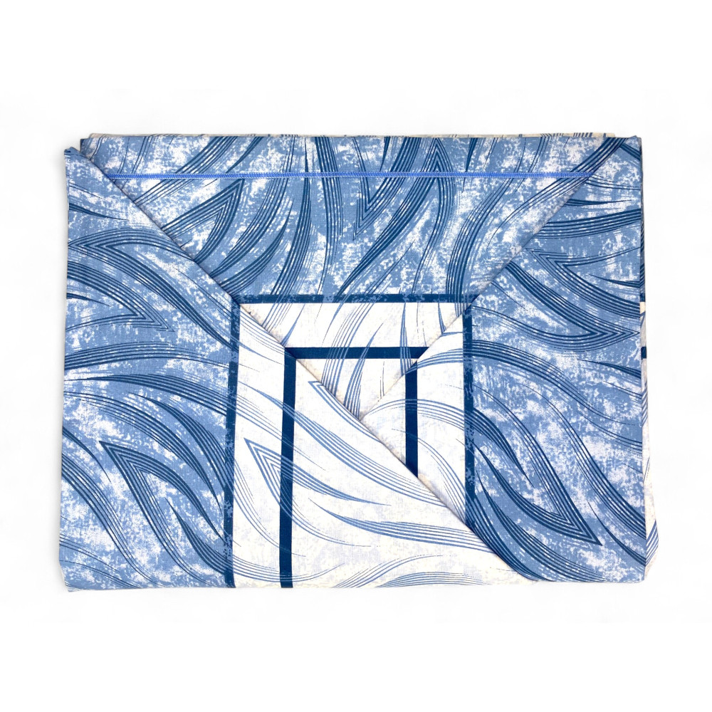 Blue Curved Sheets Set - Modern Design 100% Natural Cotton - Breathable and Washable - Made in Italy