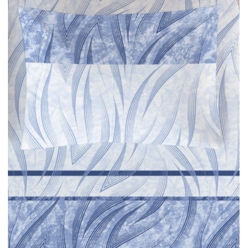 Completo Lenzuola Curve Blu - Design Moderno 100% Cotone Naturale - Traspirante e Lavabile - Made in Italy