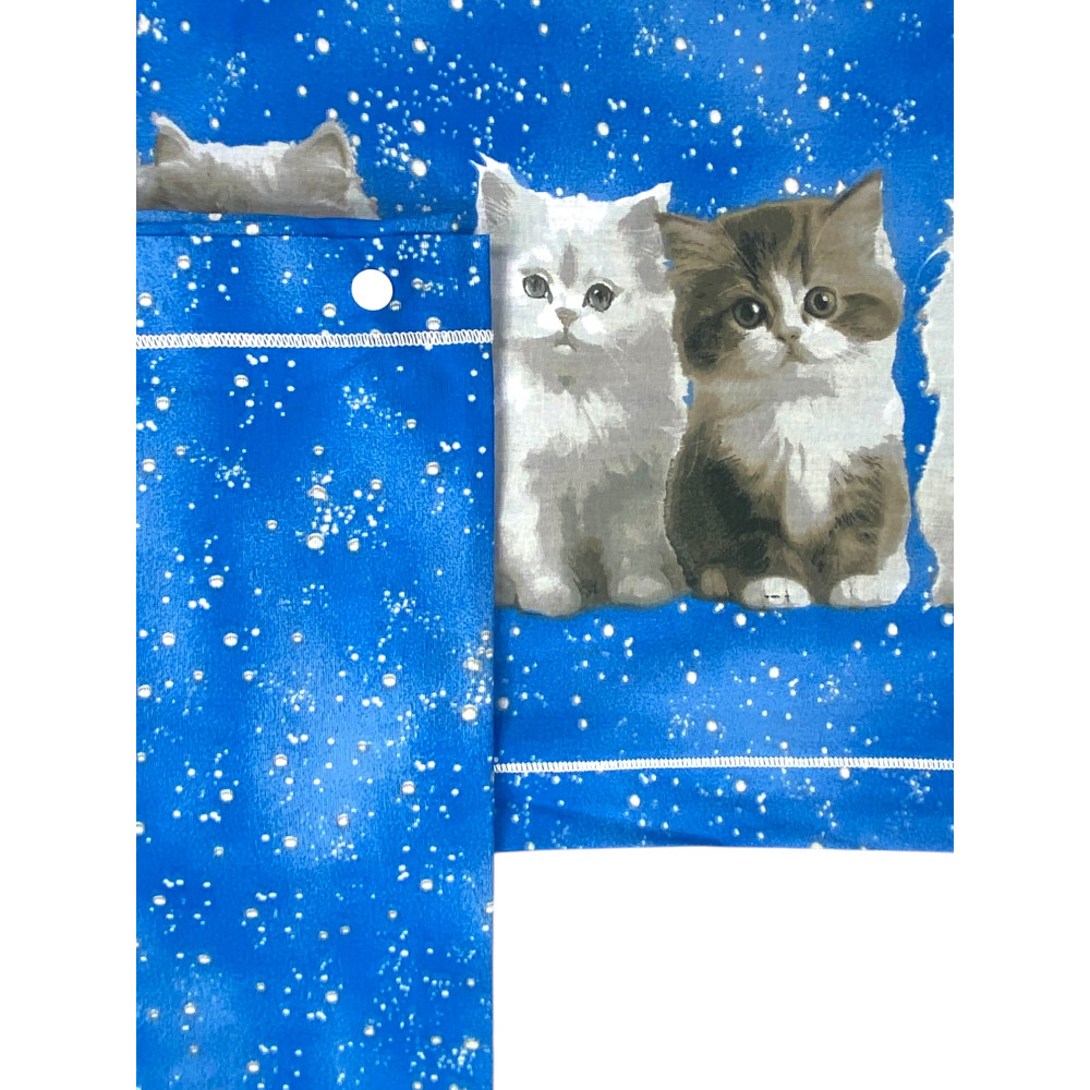 Blaue Kätzchen Bettwäsche Set - Realistischer Druck süße Katzen - 100% Baumwolle - Made in Italy, waschbar