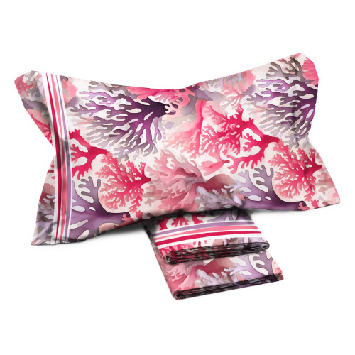 MAXI Double Sheets Set - Coral Pattern - 100% Cotton - Fresh and Modern Design