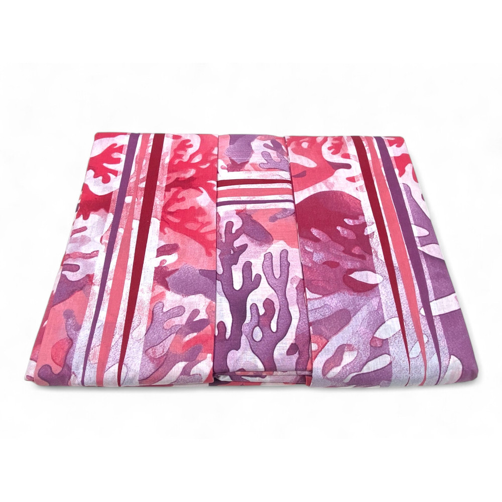 Ensemble de draps doubles MAXI - motif corail - 100 % coton - Design frais et moderne