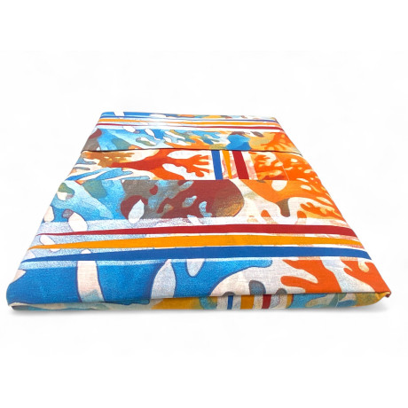 Ensemble de draps de lit double MAXI à motif corail multicolore - 100 % coton