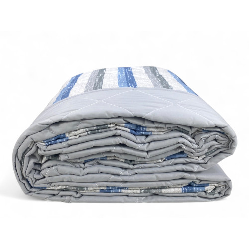 Trapuntino Rigato Blu - Copriletto Trapuntato Mezza Stagione - Microfibra Morbida 100 gr/m² - Made in Italy