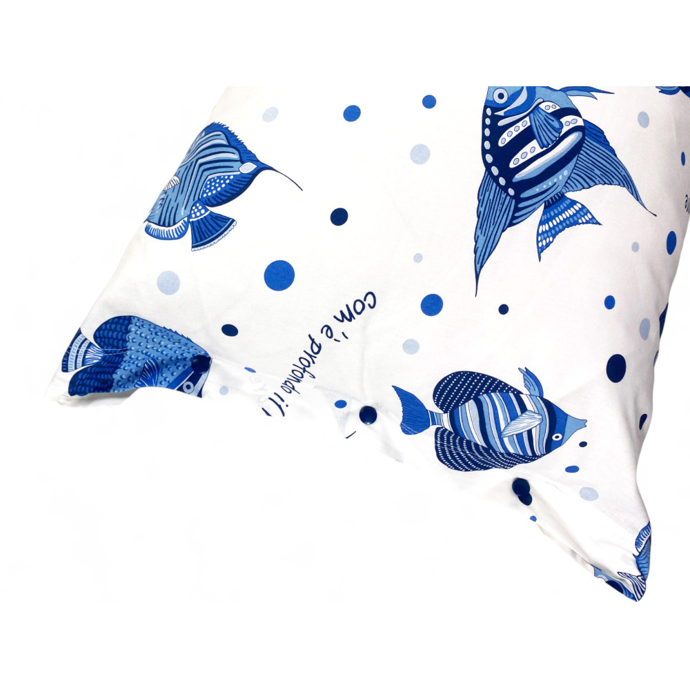 Baumwollbett-Set "Wie tief ist das Meer" - Sommerlaken mit blauem Fisch - Nautical Design Made in Italy