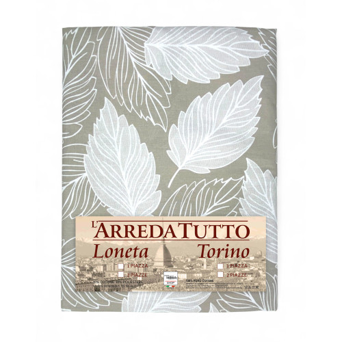 Telo Arredo Copritutto Foglie Beige – Gran Foulard Multiuso in Cotone – Copriletto, Copridivano – Made in Italy