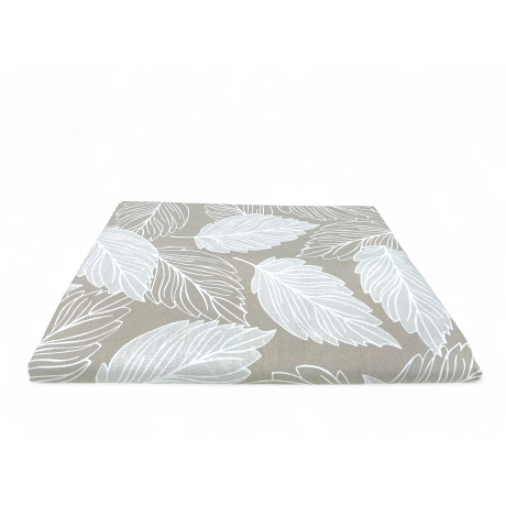 Beige Baumwollstoffdetail mit Blattmotiv des Bezugs
