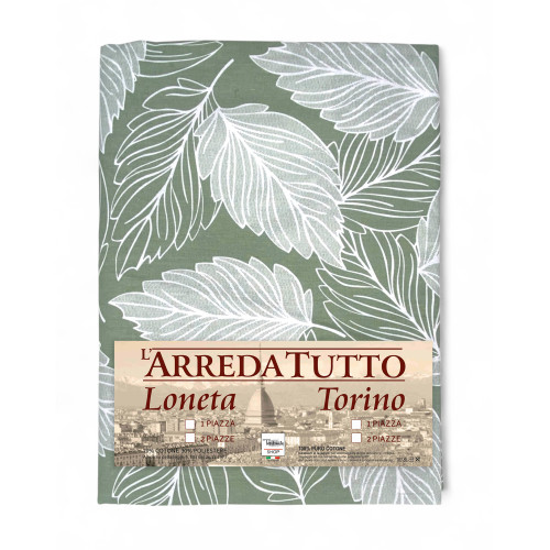 Telo Arredo Copritutto Foglie Verde – Gran Foulard Multiuso in Cotone – Copriletto, Copridivano – Made in Italy