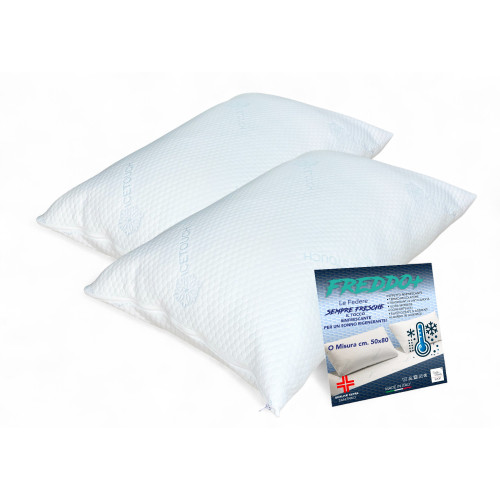 Coppia Federe Rinfrescanti Ice-Touch – Termoregolanti Traspiranti 50x80 cm – Made in Italy