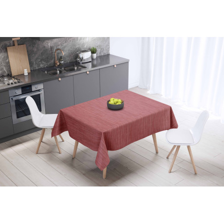 Nappe rouge LIMA – Voir l’ensemble dans la cuisine moderne – Effet lin PVC