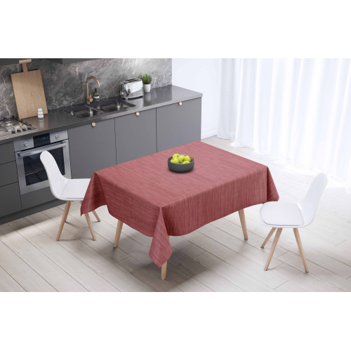 LIMA Red Tablecloth – Linen Effect Washable PVC Plasticized Waxed Canvas – Made in Italy