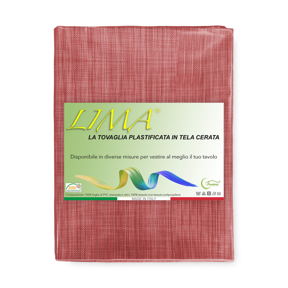 LIMA Rote Tischdecke – Waschbare PVC-Leinwand mit Leineneffekt – Made in Italy