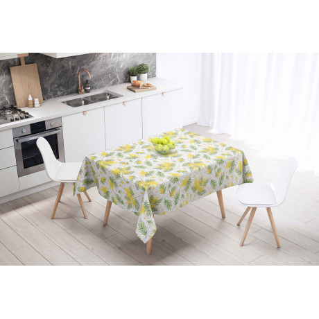 Mantel LIMA Mimosa – Efecto Lino Lona encerada plastificada PVC lavable – Made in Italy