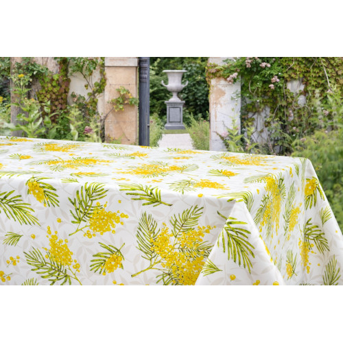LIMA Mimosa Tablecloth – Linen Effect Washable PVC Plasticized Waxed Canvas – Made in Italy