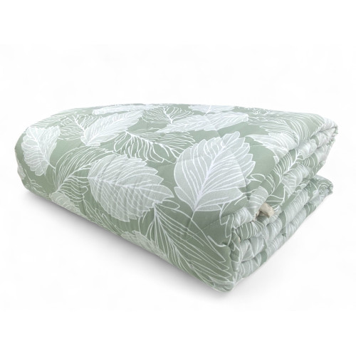 Green Leaves Quilt - Weiche Mikrofaser-Tagesdecke für die Zwischensaison 100 gr/m² - Made in Italy, atmungsaktiv