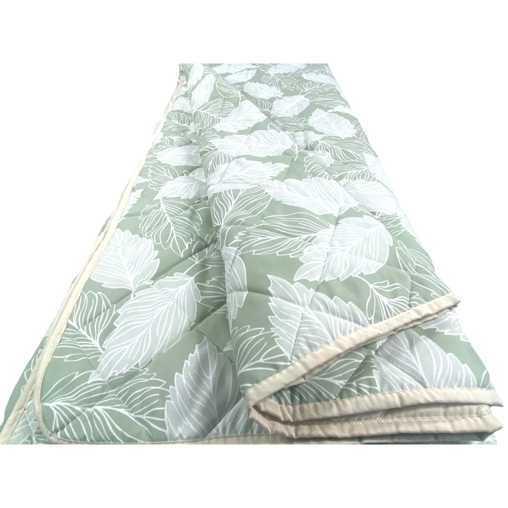 Green Leaves Quilt - Weiche Mikrofaser-Tagesdecke für die Zwischensaison 100 gr/m² - Made in Italy, atmungsaktiv