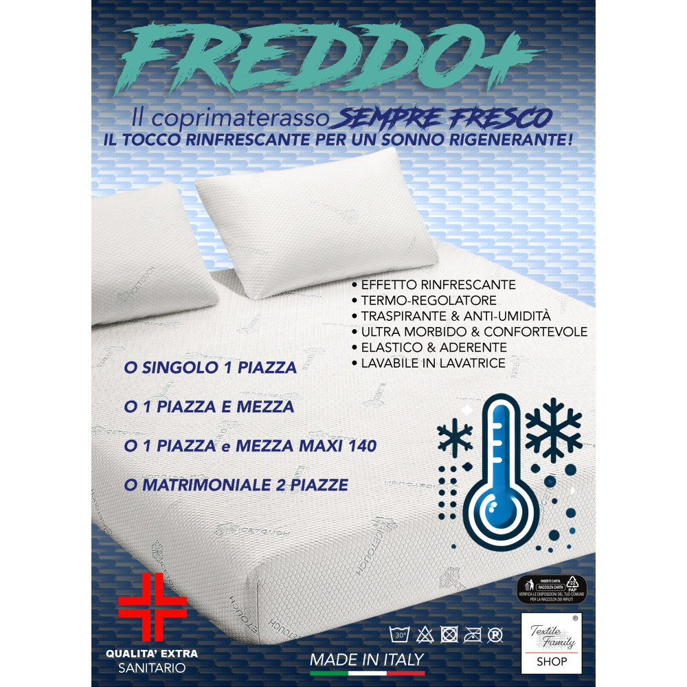 Cooling Mattress Topper Freddo+ Ice-Touch, Summery, Temperature-regulating, Breathable, Anti-Moisture, Soft, Stretchy