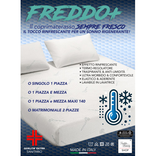 Cooling Mattress Topper Freddo+ Ice-Touch, Summery, Temperature-regulating, Breathable, Anti-Moisture, Soft, Stretchy