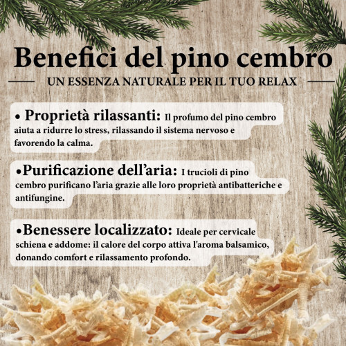 Cojín de pino suizo Dolomiti - Aroma natural relajante - Algodón crudo - Para sofá, cama, viaje - Made in Italy