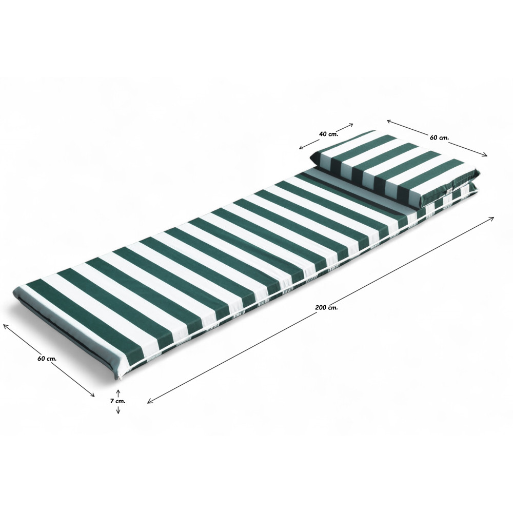 Gepolsterter Topper für Pool-Liegestühle mit Memory-Foam-Kissen - 7 cm Dicke, abnehmbarer Bezug - Made in Italy