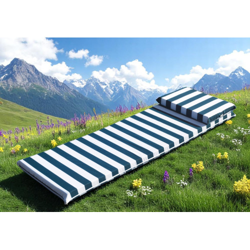 Padded Topper for Pool Deckchairs with Memory Foam Cushion - 7 cm Thickness, Removable Cover - Made in Italy