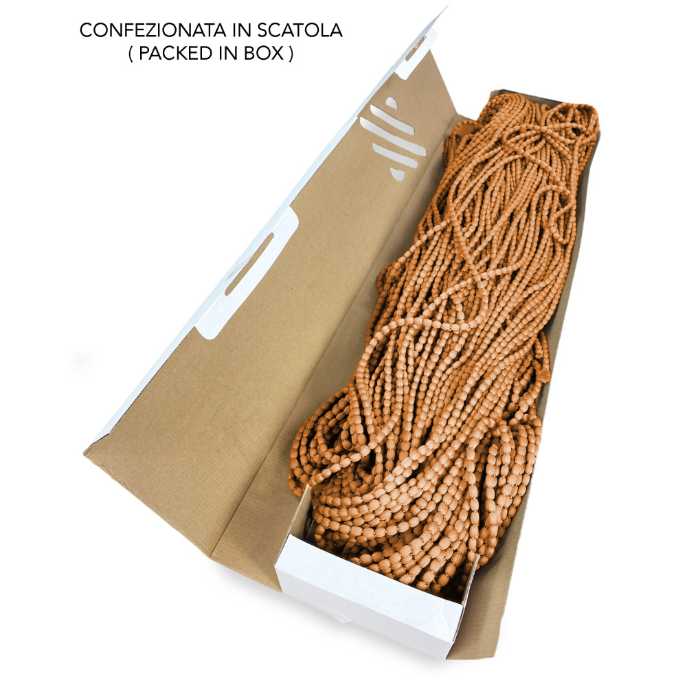 Tenda Mariel Soffice a Perline in Stoffa Anti Insetti e Antirumore - Modificabile - Colore Ruggine