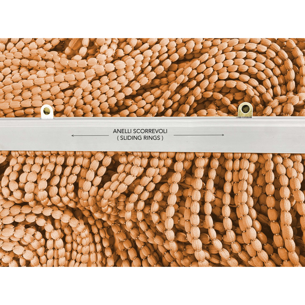 Tenda Mariel Soffice a Perline in Stoffa Anti Insetti e Antirumore - Modificabile - Colore Ruggine