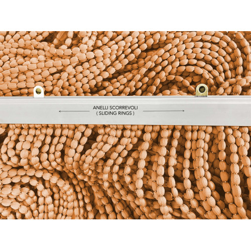 Tenda Mariel Soffice a Perline in Stoffa Anti Insetti e Antirumore - Modificabile - Colore Ruggine