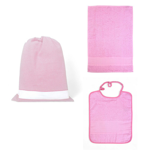 Conjunto de Guardería Cloud de Algodón Puro con Lona AIDA para Bordar - Saco + Babero + Toalla