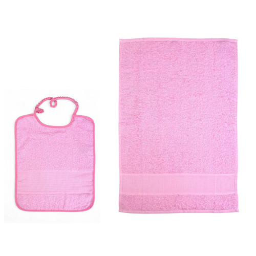 Cloud Kindergarten Set 2 Pièces en éponge de coton avec toile AIDA cousue - Bavoir + serviette - Fabriqué en Italie