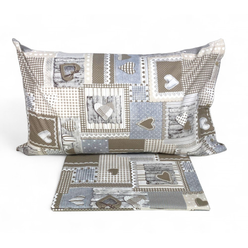 Tiroler Bettbezug Herzen "Aprica" Beige – 100% handgefertigte Baumwolle made in Italy
