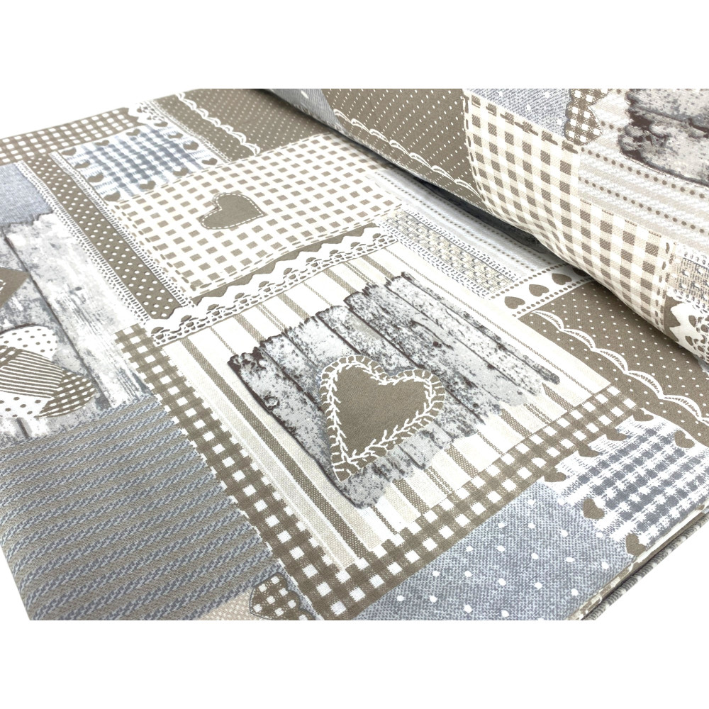 Copripiumino Tirolese Cuori “Aprica” Beige – Cotone 100% Artigianale Made in Italy