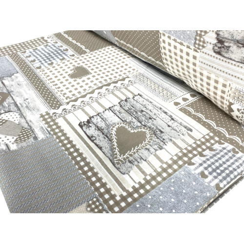 Housse de couette tyrolienne coeurs « Aprica » Beige – 100 % coton artisanal Made in Italy