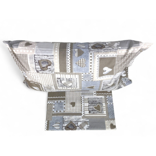 Tyrolean Duvet Cover Hearts "Aprica" Beige – 100% Handcrafted Cotton Made in Italy