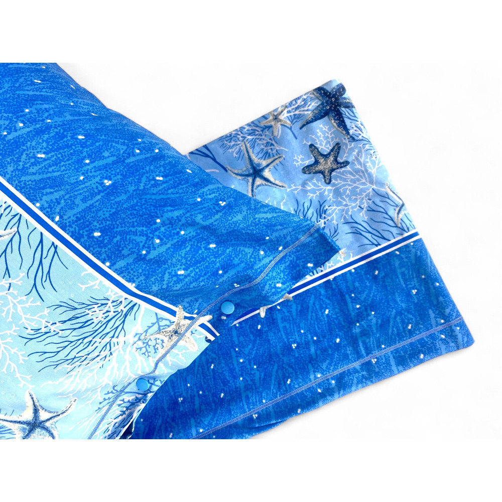 Blue Starfish Sheet Set – Coral and Star Motif – 100% Cotton – Made in Italy, Washable