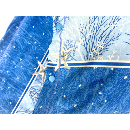 Completo Lenzuola Stelle Marine Blu – Motivo Coralli e Stelle – 100% Cotone – Made in Italy, Lavabile