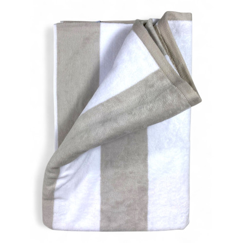 Telo Mare Jacquard “Forte dei Marmi” Righe Beige Tortora 90×165 cm – Asciugamano Spiaggia in Spugna Cotone, Elegante