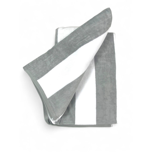 Telo Mare Jacquard “Forte dei Marmi” Righe Grigie 90×165 cm – Asciugamano Spiaggia in Spugna Cotone, Elegante, Double-Face