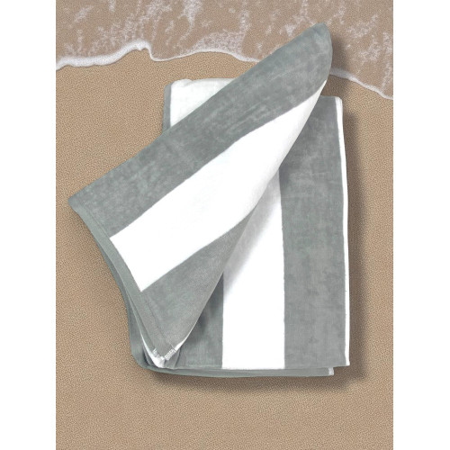 Telo Mare Jacquard “Forte dei Marmi” Righe Grigie 90×165 cm – Asciugamano Spiaggia in Spugna Cotone, Elegante, Double-Face