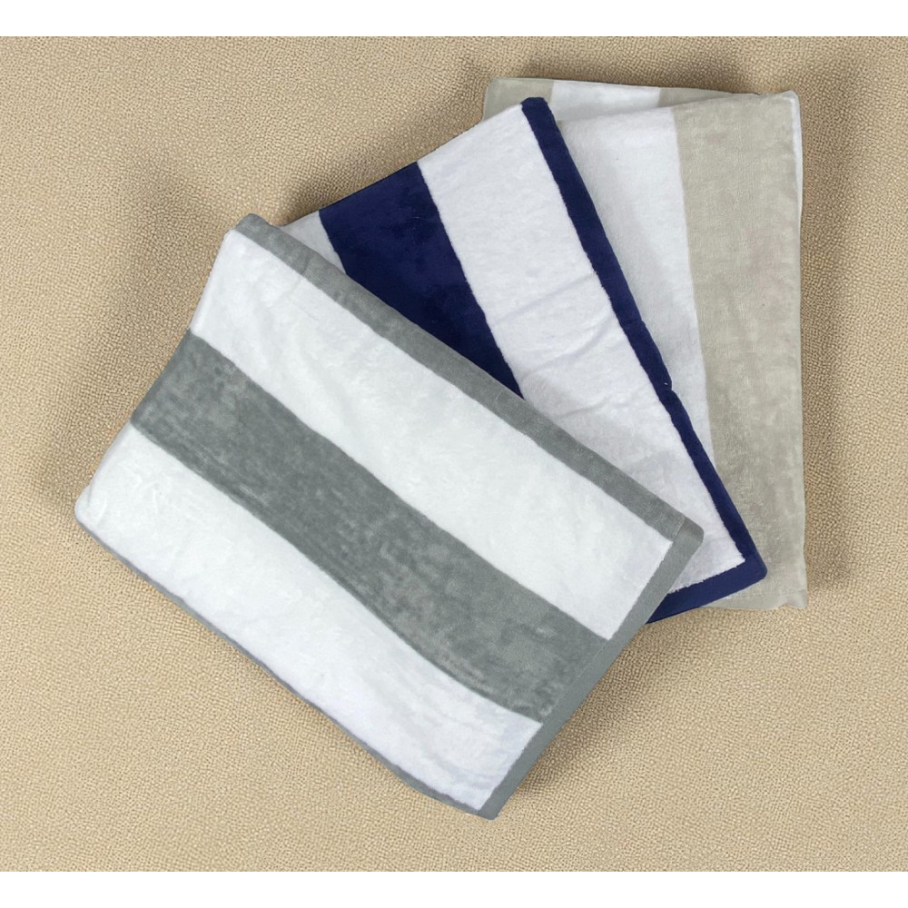 Telo Mare Jacquard “Forte dei Marmi” Righe Grigie 90×165 cm – Asciugamano Spiaggia in Spugna Cotone, Elegante, Double-Face