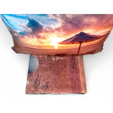 Juego de cama doble ESTATE - Colcha 100% algodón con impresión digital - Fundas de almohada de doble cara, volante con solapa